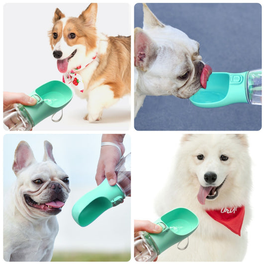 Dog Water Bottle with Food Container, Leak Proof Portable Dog and Cat Water Dispenser for Outdoor Walking, Hiking, Travel - Food Grade Plastic